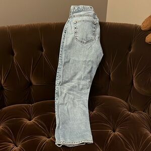 #AG midrise jeans, straight leg.